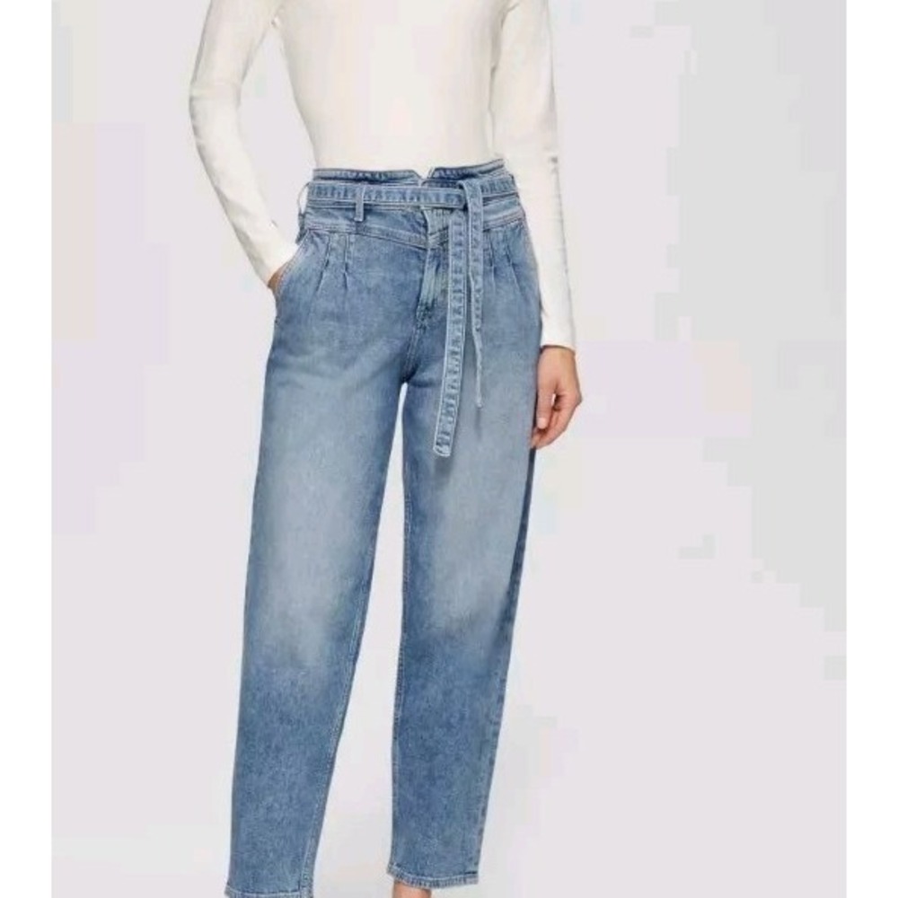 S. OLIVER Womens 6 Pleated Jeans Barrel Leg Walk In Love Relaxed‎ Blue Denim